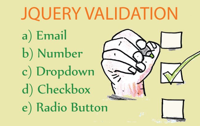 jQuery Validation of Email, Number. Dropdown, Checkbox & Radio Button