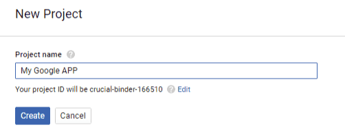 new project in google console