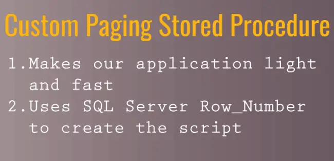 How to implement Custom Paging with SQL Server using row_number() method