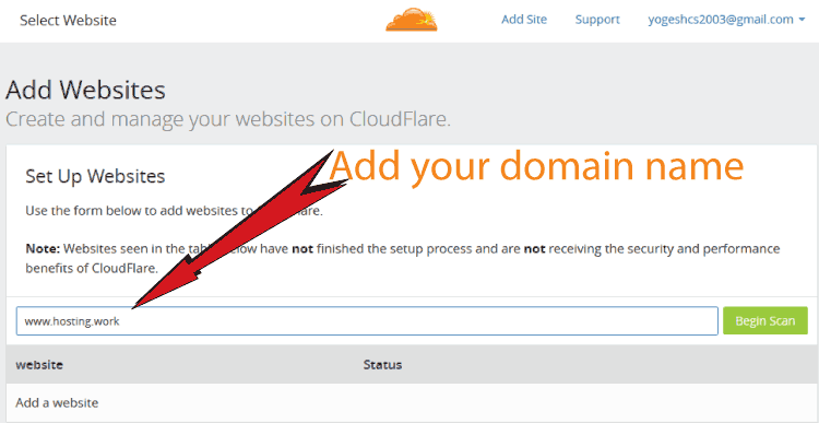 Adding Website to CloudFlare