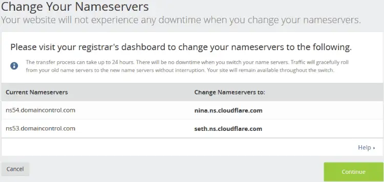 CloudFlare Change Nameservers