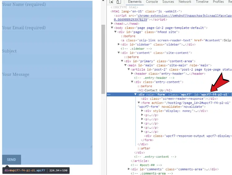 contact form 7 div Id