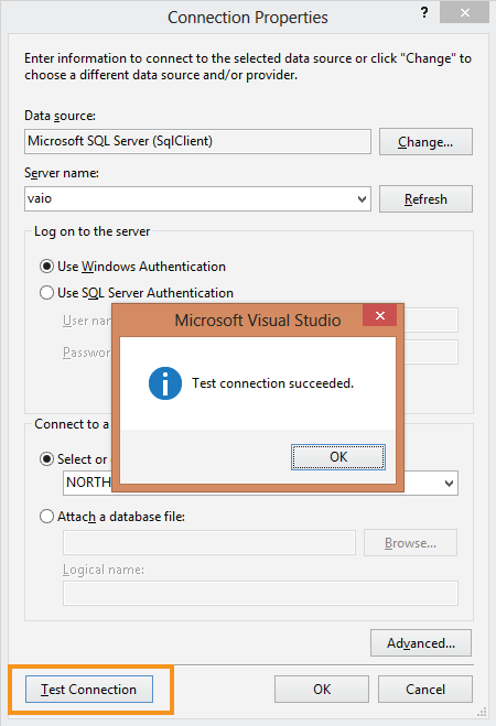 test connection properties