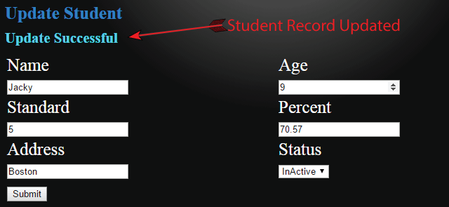 student record updated