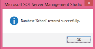 database restore success message