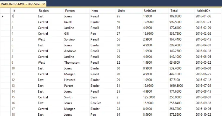 excel records copied to database