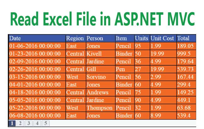 How to Read Excel in ASP.NET MVC and show it in Grid manner with Paging