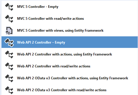 add web api 2 controller