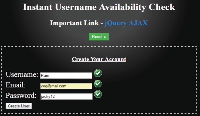 Instant Username Availability Check feature