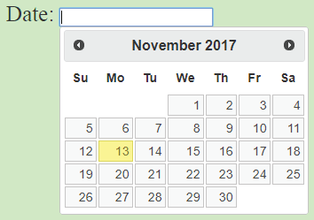 datepicker shows up as popup