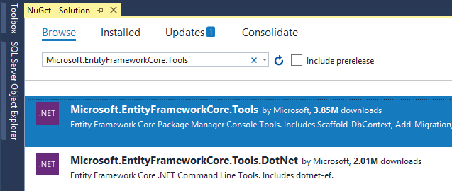 install EF Core Tools