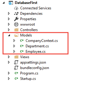 Database-First approach in Entity Framework Core entity database context classes