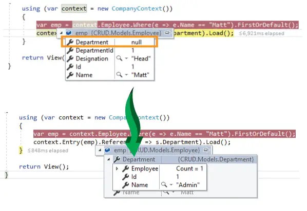 explicit loading of related entity Entity Framework Core