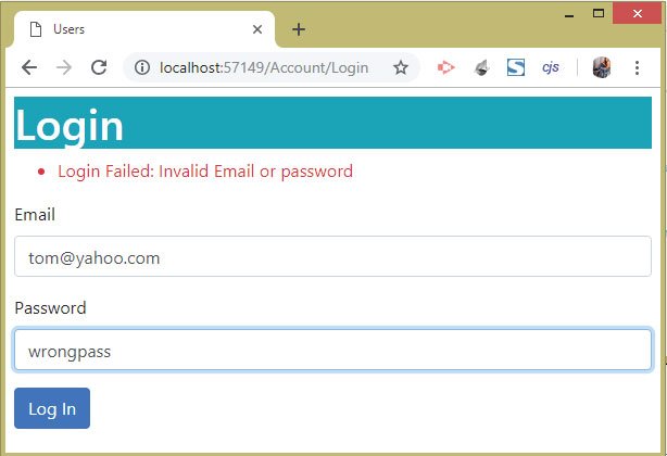 ASP.NET Core Identity Authentication User Login