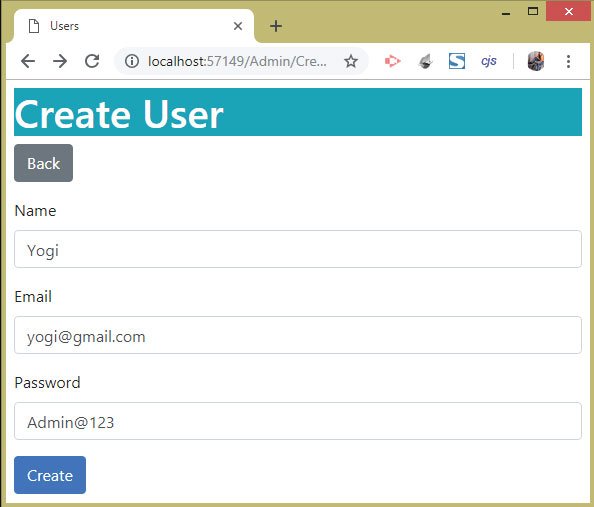 creating new user in Identity