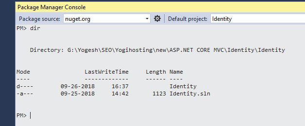 dir command asp.net core identity