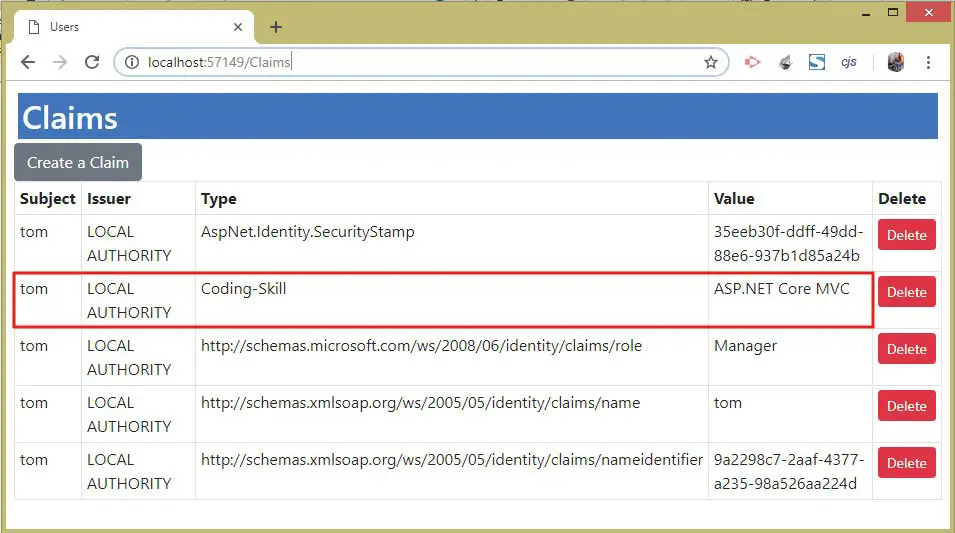 ASP.NET Core Identity User Claims