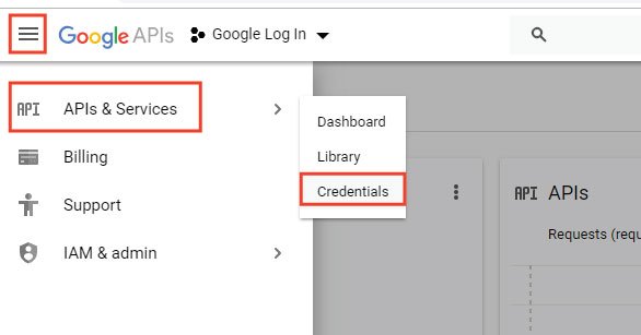 create project credentials in google console