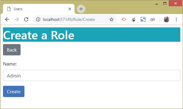 ASP.NET Core Identity Create Role