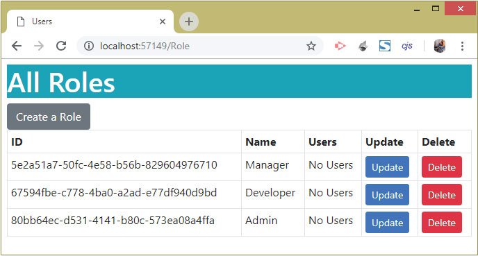 ASP.NET Core Identity Create Roles example