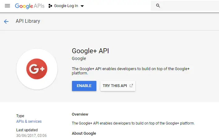 enable google+ api