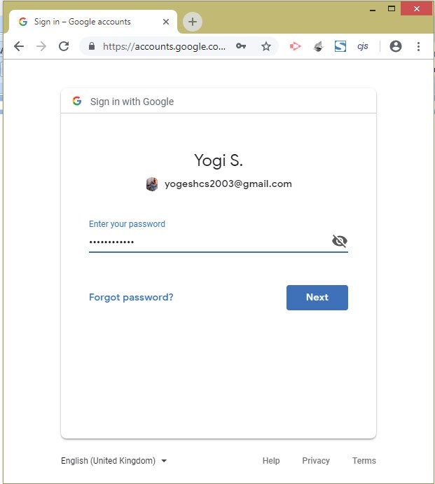 enter google password