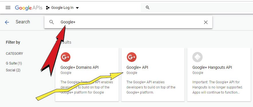 find google+ api