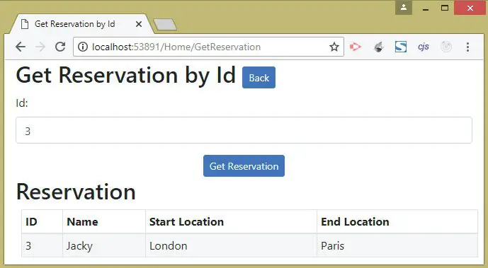3rd reservation from api