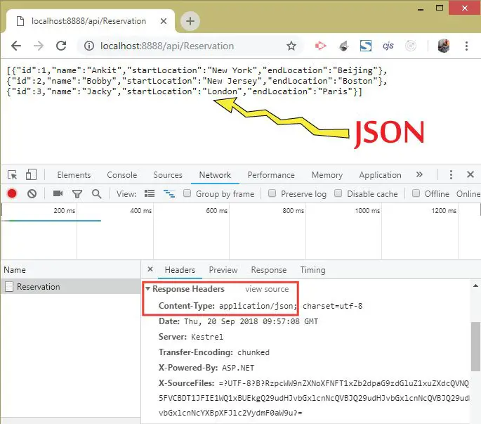 ASP.NET Core API response in json