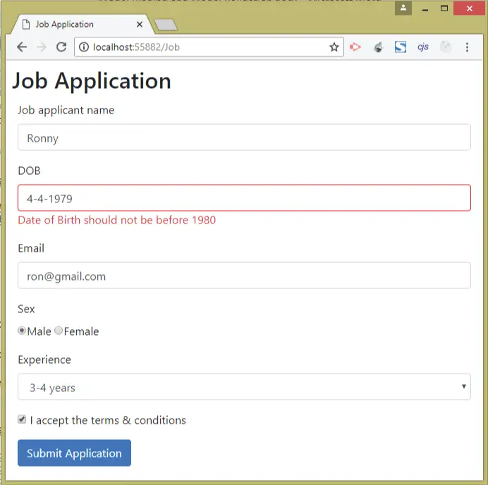 Custom Model Validation Attribute for date