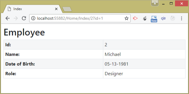 model binding employee example