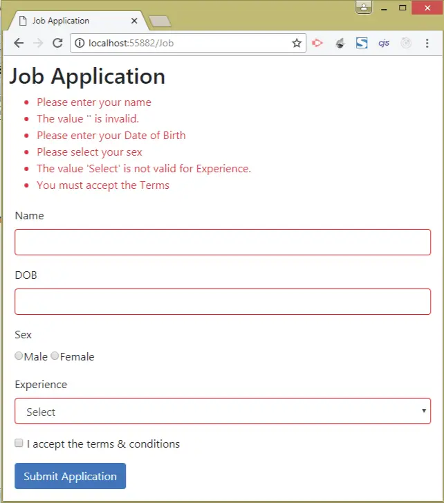 model validation errors asp-validation-summary