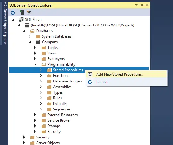 ado.net execute stored procedure