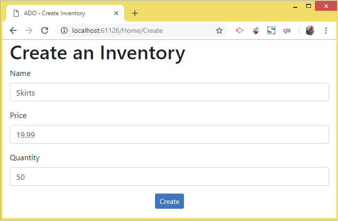 adding inventory record