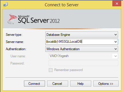 connecting to sql server in ssms