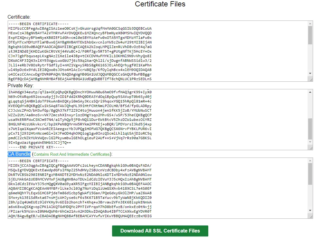 Let's Encrypt Certificate Files