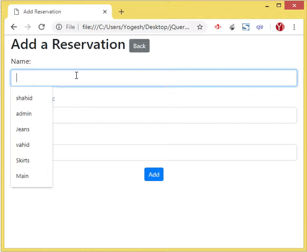 video javascript web api add a reservation