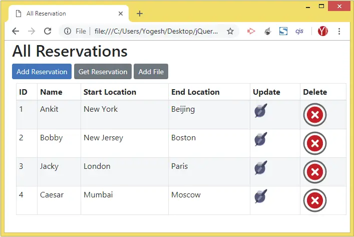 Call Web API jQuery