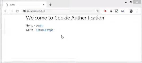 cookie authentication working