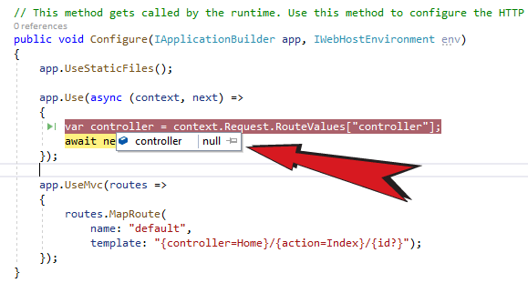 Null value for controller without endpoint routing