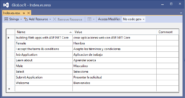 View Spanish Resource File