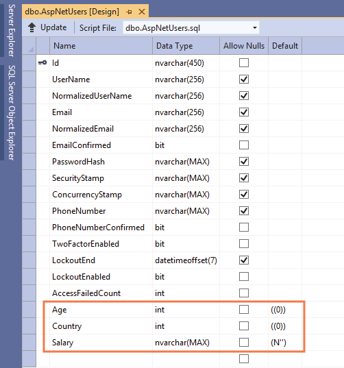 AspNetUsers asp.net core identity custom user properties