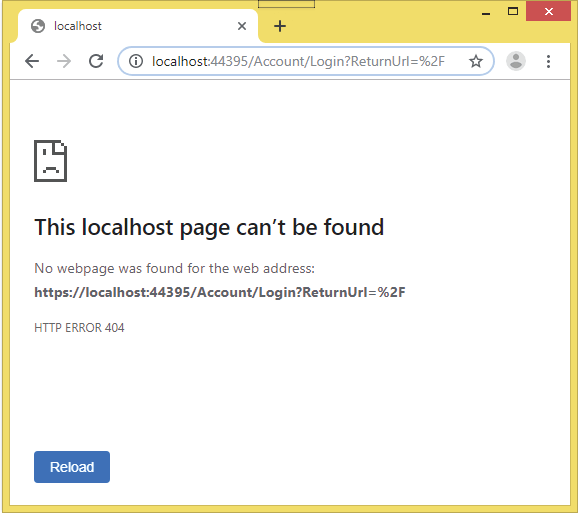 ASP.NET Core Identity HTTP ERROR 404