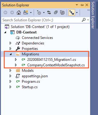 migrations folder entity framework core