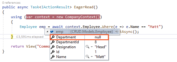 related record null ef core