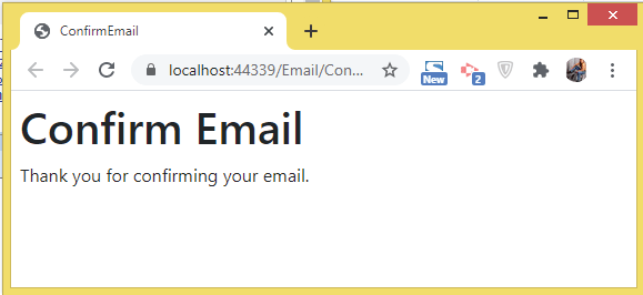 ASP.NET Core Identity email confirmed