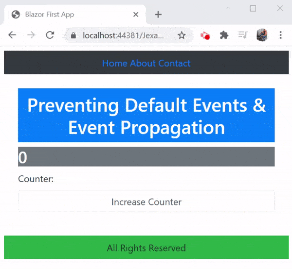 Blazor Event Propagation