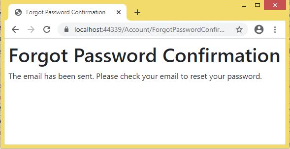 asp.net core identity reset password confirmation message