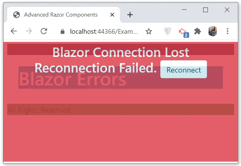 Blazor Connection Error componentsreconnect-failed
