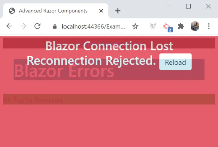 Blazor Connection Error componentsreconnect-rejected